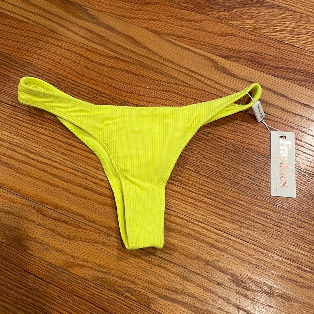 Frankie’s bikini’s neon yellow ribbed bikini bottoms